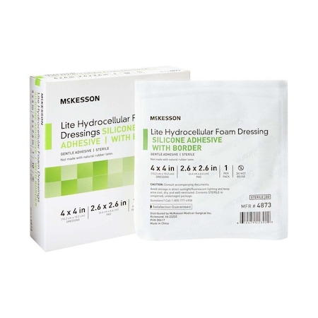 Mckesson Silicone Gel Adhesive with Border Thin Silicone Foam Dressing, 4 x 4In, 200PK 4873